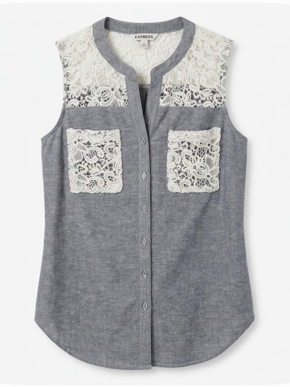 CAFFE MARRAKESH Sleeveless Top, Women’s M, Gray White
